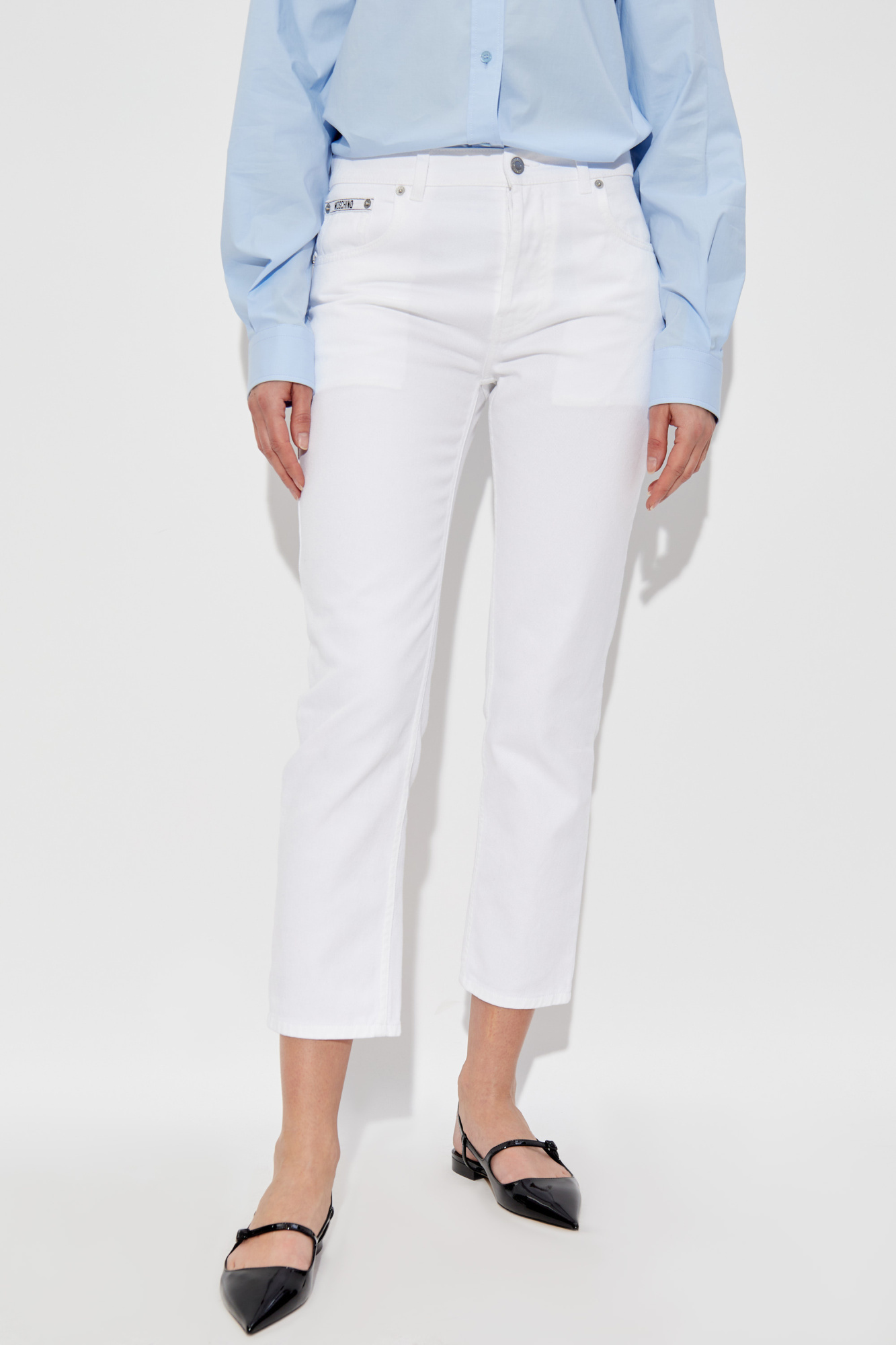 パンツ MOSCHINO COUTURE Woman Pants White 03040426 0001 Moschino Jeans with slightly tapered legs | Women's Clothing